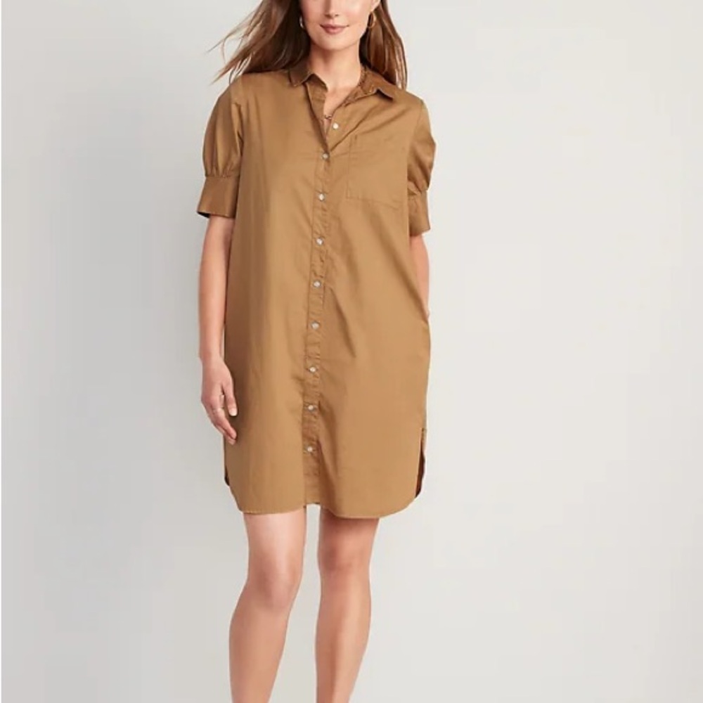 Old Navy Camel Button-Up Dress